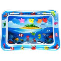Tummy Time Water Mat for Baby Boys Girls PVC Inflatable Water Play Mat for Infants Toddlers Fun Play-Square Island-