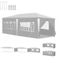 Jiubiaz Tonnella 3x6 m con 6 teli laterali rimovibili e 4 finestre decorative, gazebo da giardino facile da installare, Bianco