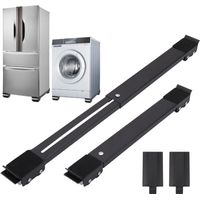 AMXCNOY 2er-Set ausziehbare Möbelrollen, verstellbare Waschmaschinenrollen, mobile Metallhalterung für Kühlschrank, Waschmaschine, Trockner, Geschirrspüler, Schwarz