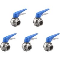 Vanne papillon 5X avec poignée à gâchette bleue, acier inoxydable 304, raccord Tri-Clamp (vanne papillon Tri-Clamp 1,5 pouce)