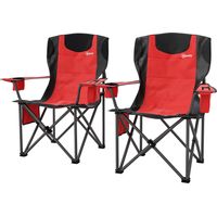 Sedie da Campeggio Pieghevoli con Borsa Frigo Portabicchieri e 2 Sacs, 94x62x100 cm, Rosso