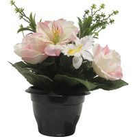 Pot pour les Tombes de Rose, Alstromeria et Orchidée artificiels pour la Toussaint Rose-crème - couleur: Rose-crème