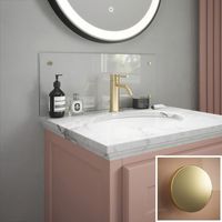 Splashback Clear Glass Bathroom Backsplash Brushed Brass Cap 250x600x4mm
