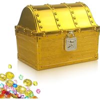 Scrigno del tesoro per il compleanno dei bambini - Scrigno del tesoro dorato - Serratura pulita per riporre oggetti e decorare