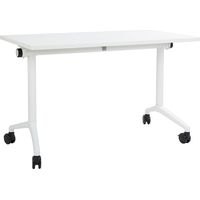 Scrivania rettangolare pieghevole con rotelle portatile con struttura in metallo bianco 120 x 60 cm Cavi