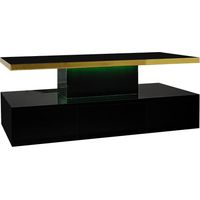 TABLE MODERNE PRATIQUE DOUBLE NIVEAU DESSOUS TIROIR HIDDEN Particle Board Noir