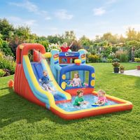 Château Gonflable pour Enfants de 3 à 8 Ans avec Trampoline, Toboggan et Piscine, 435x245x200cm