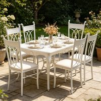 Lot de 4 chaises de salle à manger en métal blanc avec siège rembourré doux, design élégant rétro