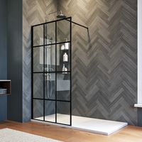ELEGANT 1000mm Walk in Shower Door Stain Black 8mm Safety Tempered Glass Bathroom Open Entry Shower Screen Reversible