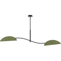 Plafoniera Moderna Ares Acciaio Nero Verde 2 Luci E14 Ip20