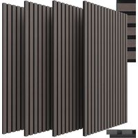 4PCS 3D Acoustic Wall Panels 120x60x2.1cm Sound Proofing Wood Panels Self-Adhesive for Living Room Office, Grey-brown Oak
