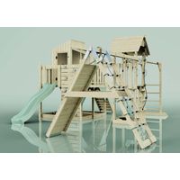 Polarplay Spielturm Gustav aus Holz in GrünTrapezschaukel
