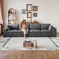 Canapé Cloud de 340 cm en tissu velours côtelé, conception à double couche, revêtement amovible, livré monté – idéal pour salon, chambre, salle de conférence et appartement, coloris gris foncé.