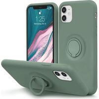 Étui pour iPhone 11 avec anneau de support Doublure en microfibre ultra douce Étui en silicone liquide anti-rayures et absorbant les chocs pour iPhone 11