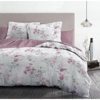 Home-linge-passion Pompadour parure de couette blanc rose 140x200
