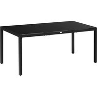 Tavolo da Giardino Rettangolare per 8 Persone in Alluminio e Vetro, 180x80x72cm, Nero