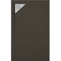 Mineralguss-Duschwanne extra flach TRINITY in SCHWARZ 70x190 cm Ablauf linksbündig