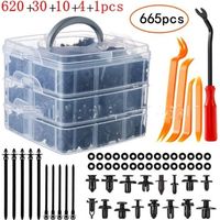 Rivet Clips Plastique. 665 pcs Clips Voiture Plastique Universel set. Rivet Plastique Fixation de Protection pour Voitures Panneaux. avec Boîtier de Rangement et Outil Démontage Installation