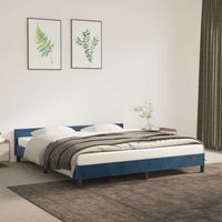 Letto adulto,Giroletto con Testiera,Letto matrimonial,Letto con testiera Blu Scuro 160x200 cm in Velluto DGVS6860053 BonneVie