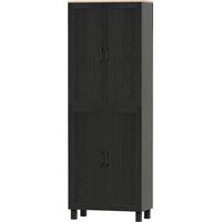 Mobile dispensa cucina legno 5 ripiani regolabili 4 ante nero 60x30x170,5 cm