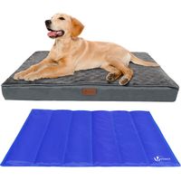 Vounot – Coussin matelas pour chien déhoussable – Tapis rafraîchissant en gel amovible – Mousse à mémoire de forme – 76x51x9cm