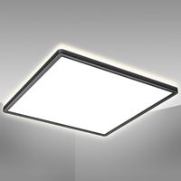 Plafonnier LED panneau ultra-plat noir dalle 42x42 cm avec rétroéclairage 22W 3000lm 4000K lumière blanc neutre design moderne pour salon bureau cuisine
