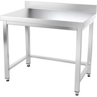 Table de travail en inox 1200 x 800 mm adossée avec renfort PREMIUM - GOLDINOX