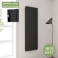 ELEGANT Design Heizkörper Anthrazit Flachheizkörper Heizung Vertikal Doppellagig 1600x539mm