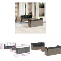 Salon de jardin avec coussins 7 pcs gris résine tressée - Salon De Jardin - Meubles De Jardin - Salon Extérieur - Set De Salon - Résine Tressée - Home & Living