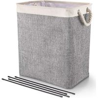 gris Panier A Linge Pliable 65 L Avec Doublure Integree Organisateur De Rangement Avec Poignees Pour Vetements Et Jouets