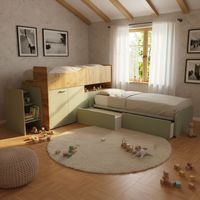 Letti a soppalco contenitori moderni: Design salvaspazio Made in Italy - Quercia e salvia