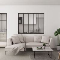 Verrière Atelier en 5 vitrage fixe en cadre noir H.108cm x L.153cm verrière fixe kit de verrière et vitrage
