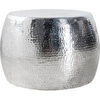Tablettisch TRIANE 60 cm aus silbernem Aluminium – Runder Couchtisch im gehämmerten Design