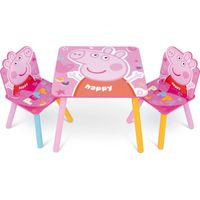 Peppa Pig Set Tavolino e 2 Sedie in legno Rosa