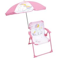 FUN HOUSE Unicorn Sedia da campeggio pieghevole con ombrellone - H.38,5 x L.38,5 x P.37,5 cm + ombrellone ø 65 cm - Per bambini