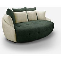 Moderner 3-Sitzer Sofa oval mit Chesterfield-Steppung in Elfenbeinbasis St.Moritz - Dunkel Grün