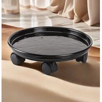 Confezione da 1 carrello portavasi rotondo con ruote universali per piante da giardino e fiori, 30 cm (nero)