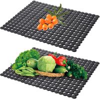 2 Pièces Tapis Evier Cuisine en PVC 40 x 30 cm Protege Evier Cuisine Tapis D'évier Découpable Contre La Saleté et Les Rayures pour de Couverts Cuisine (Noir)