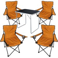 5-tlg Campingsessel Orange + Campingtisch-MMC330871B+4xMPO2468