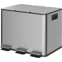 Poubelle tri sélectif 3 compartiments 20L seaux amovibles argent 61,9x36,6x56,7cm