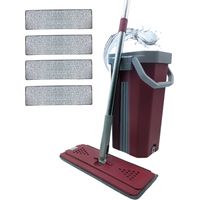Escoba ESSOREUR - VENTEO - Escoba extra grande con cabezal giratorio 360° - Cubo con 2 compartimentos para limpiar y escurrir - 4 paños de microfibra