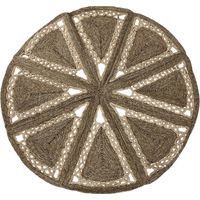 Tapis rond naturel en jonc de mer et coton style tropical - naturel jonc de mer
