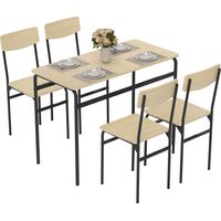 Set da Pranzo 5 Pezzi con Tavolo Rettangolare e 4 Sedie da Pranzo, e Metallo, Nero e color