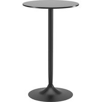 Mesa Alta de Bar Redonda Mesa de Cocina Moderna con Encimera Laminada y Marco de Acero para 2 Personas Ø60x102 cm Negro