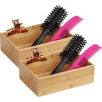 Rangement salle de bain WENKO Mod Terra bambou brun 2 pcs 22 cm accessoire salle de bain bambou organisateur salle de bain boite de rangement maquillage bambou bac de rangement salle de bain
