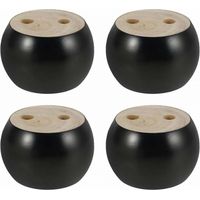 4er-Set, 5 cm hohe, runde Möbelbeine aus Holz für Sofa, Bett, Sessel, Kleiderschrank, mit Schrauben und Bändern (schwarz)