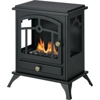 Poêle à bioéthanol sur pied 0.9 L acier inoxydable coupe-feu 3h 45x28x54 cm Noir