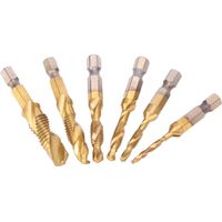 Jeu de 6 tarauds et forets, acier rapide 6542, M10, M8, M6, M5, M4, M3, outils de taraudage courts.