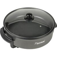 Bestron Padella Elettrica XL per Feste, Padella Grande Multifunzione Ø40 cm con Coperchio in Vetro, Rivestimento Antiaderente, 1500 Watt, AHP1800Z, Colore: Nero