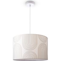 Paco Home Plafonnier Salon Table À Manger Abat-jour Tissu Moderne Abstrait Lampe à suspension - Blanc, Design 6 (Ø45,5 cm)